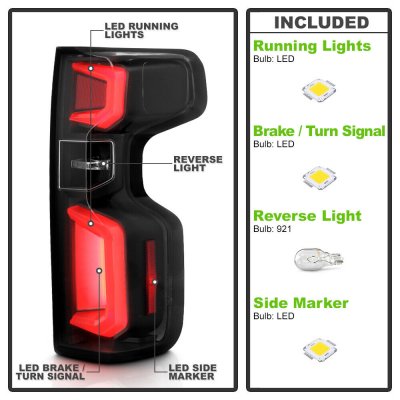 Chevy Silverado 3500HD 2020-2023 Black LED Tail Lights