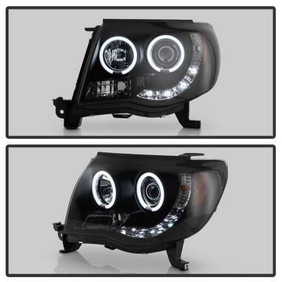 Toyota Tacoma 2005-2011 Black Smoked CCFL Halo Projector Headlights LED