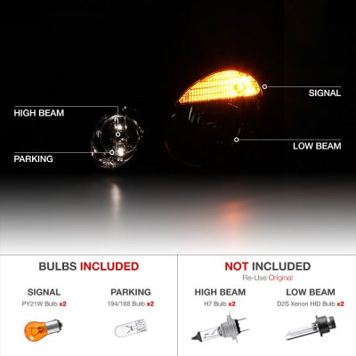 Mercedes Benz E Class 2003-2006 Black HID Projector Headlights