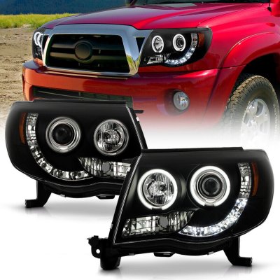 Toyota Tacoma 2005-2011 Black Smoked CCFL Halo Projector Headlights LED