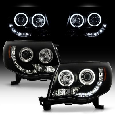 Toyota Tacoma 2005-2011 Black Smoked CCFL Halo Projector Headlights LED