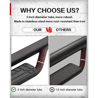 Chevy Silverado 1500 Crew Cab 2007-2013 Black Nerf Bars