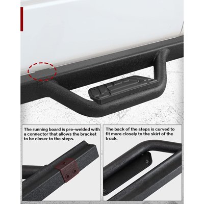 GMC Sierra 2500HD Crew Cab 2015-2019 Black Nerf Bars