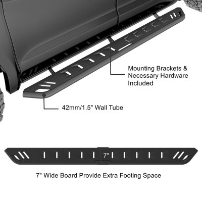 Chevy Colorado Crew Cab 2015-2022 Black Nerf Bars 7 inch