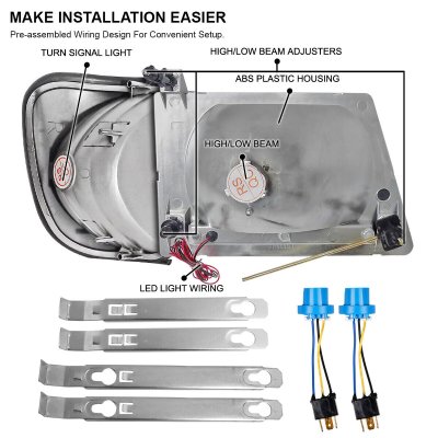 Ford Econoline Van 1992-2007 Headlights LED DRL and Corner Lights