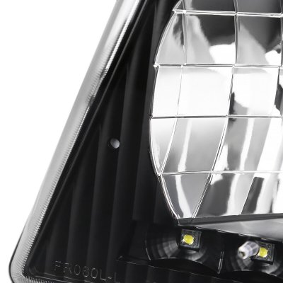 Ford Econoline Van 1992-2007 Black Headlights LED DRL