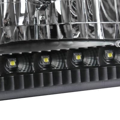 Ford Econoline Van 1992-2007 Black Headlights LED DRL