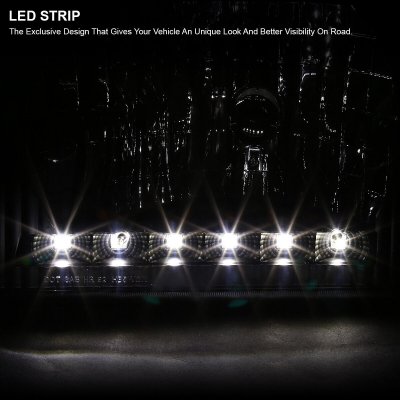 Ford Econoline Van 1992-2007 Black Headlights LED DRL