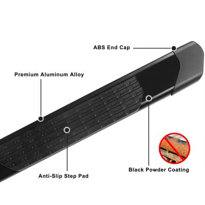 GMC Sierra 3500HD Crew Cab 2020-2025 Black Nerf Bars 6 inch