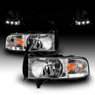 Dodge Ram 3500 1994-2002 Crystal Headlights Chrome LED