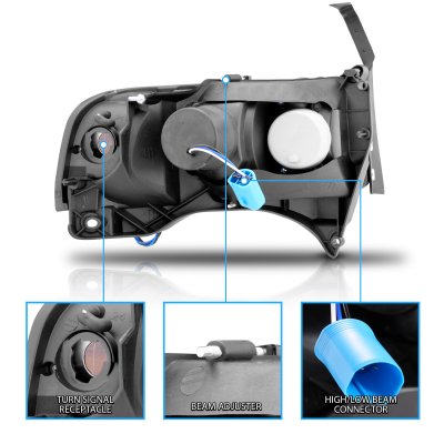 Dodge Ram 3500 1994-2002 Crystal Headlights Chrome LED