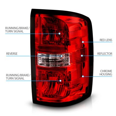 GMC Sierra 2500HD 2015-2018 Red Tail Lights