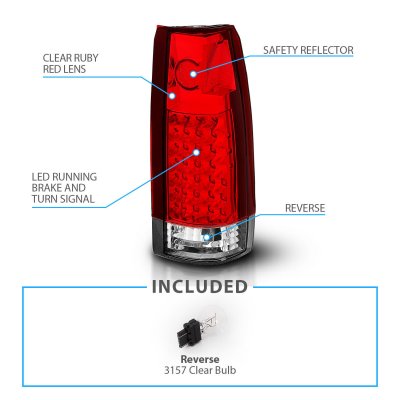GMC Sierra 1988-1998 LED Tail Lights Red and Clear