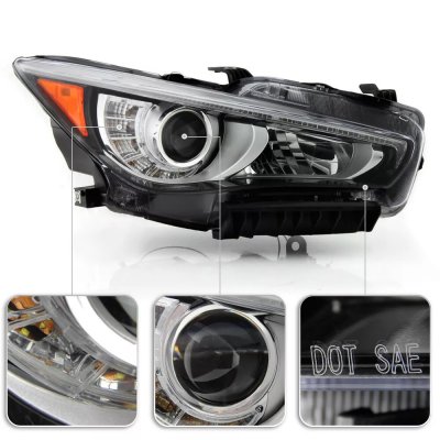 Infiniti Q50 2014-2017 Right Passenger Side Projector Headlights LED DRL