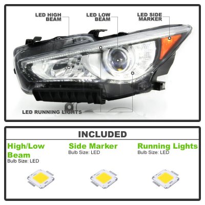 Infiniti Q50 2014-2017 Projector Headlights LED DRL