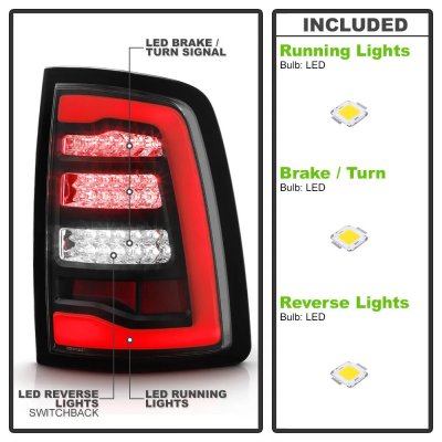 Dodge Ram 2013-2018 Black Full LED Tail Lights