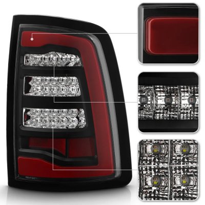 Dodge Ram 3500 2013-2018 Black Full LED Tail Lights
