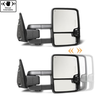 Dodge Ram 1500 2019-2024 Glossy Black Tow Mirrors Smoked LED DRL Power Heated