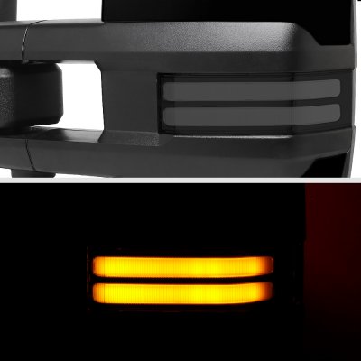 Dodge Ram 1500 2019-2024 Glossy Black Tow Mirrors Smoked LED DRL Power Heated