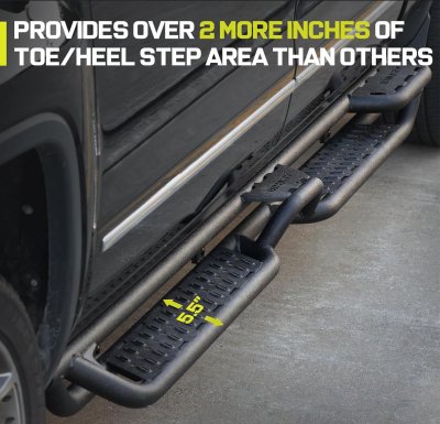 Toyota Tacoma Double Cab 2016-2023 Black Nerf Bars Bed Access Step