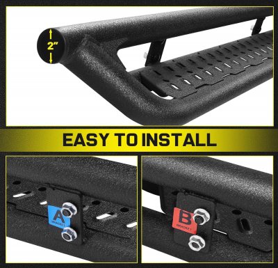 Toyota Tacoma Double Cab 2016-2023 Black Nerf Bars Bed Access Step