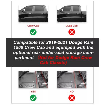 Dodge Ram 1500 Crew 2019-2024 Floor Liners Rubber