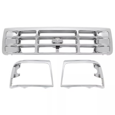 Ford F250 1992-1996 Chrome Grille Headlight Trim Set