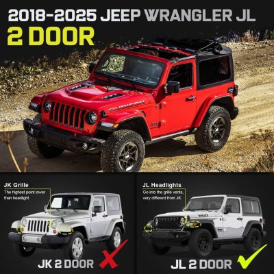 Jeep Wrangler JL 2-Door 2018-2026 Black Nerf Bars