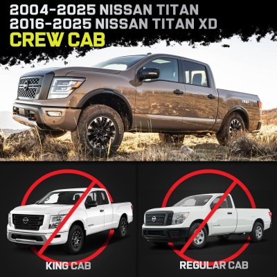 Nissan Titan Crew Cab 2004-2015 Black Nerf Bars