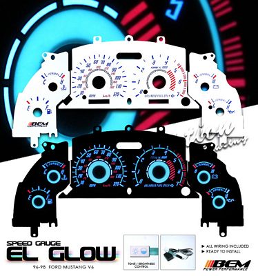Ford Mustang V6 1996-1998 Reverse Glow Gauge