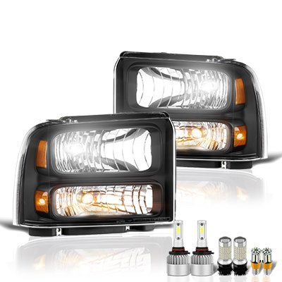 Ford F350 Super Duty 1999-2004 Black Conversion Headlight LED Bulbs Complete Kit