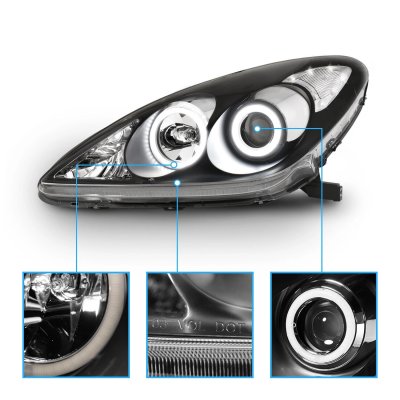 Lexus ES300 2002-2003 Black Projector Headlights Halo LED