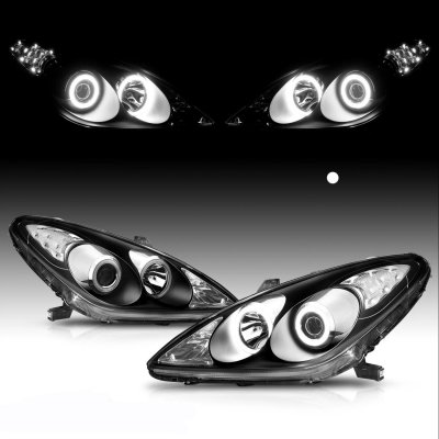 Lexus ES300 2002-2003 Black Projector Headlights Halo LED