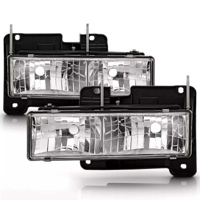 GMC Suburban 1992-1999 Clear Glass Euro Headlights