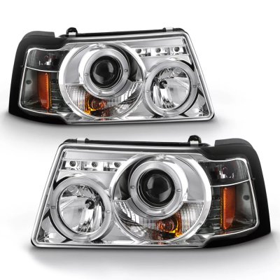 Ford Ranger 2001-2011 Clear Dual Halo Projector Headlights with LED