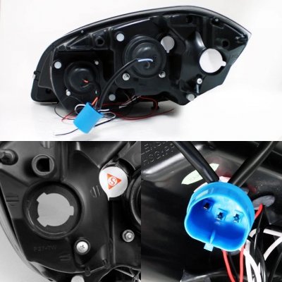 Pontiac Pursuit 2005-2006 Black Dual Halo Projector Headlights with LED