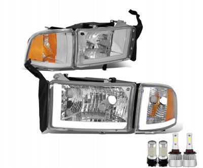 Dodge Ram 3500 1994-2002 Tube DRL Headlight Bulbs Set Complete Kit