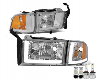 Dodge Ram 1994-2001 Tube DRL Headlight Bulbs Set Complete Kit