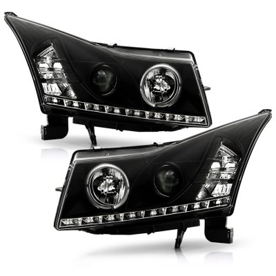 Chevy Cruze 2011-2015 Black Halo Projector Headlights with LED DRL
