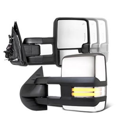 Ford F550 1999-2007 Chrome Towing Mirrors Tube LED DRL Power Heated