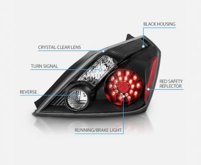 Nissan Altima Coupe 2008-2010 LED Tail Lights Black