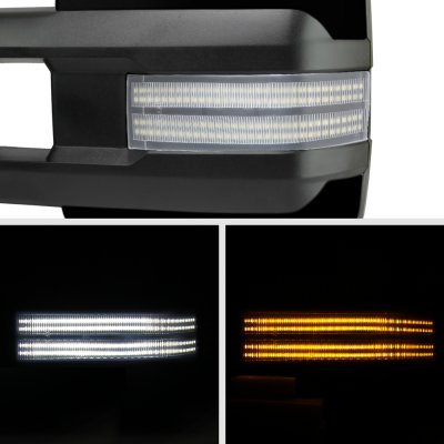 Chevy Suburban 2007-2014 Glossy Black Power Folding Tow Mirrors Switchback LED DRL Sequential Signal