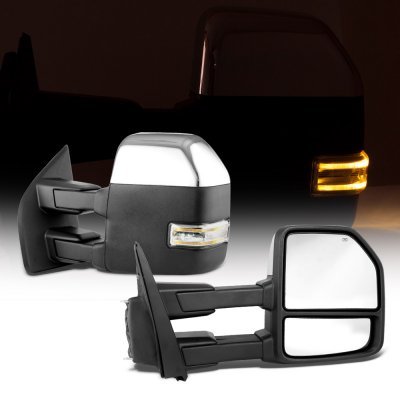 Ford F350 2023-2025 Chrome Power Heated Towing Mirrors LED Signal