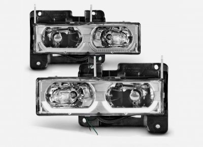 Chevy 1500 Pickup 1988-1998 Clear Headlights U-shaped LED DRL
