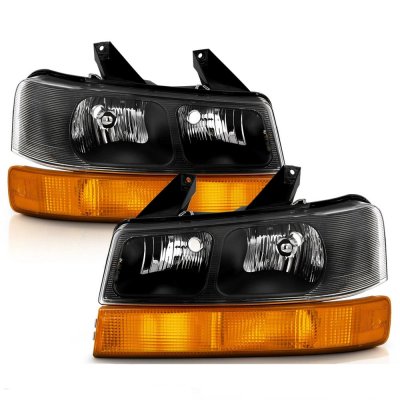 Chevy Express 2003-2026 Black Euro Headlights Amber Signal Lights