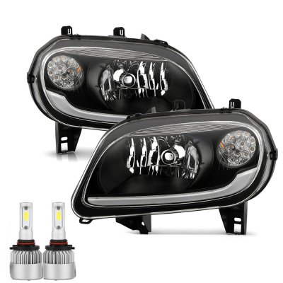 Chevy HHR 2006-2011 Black Tube Headlights LED Bulbs Complete Kit