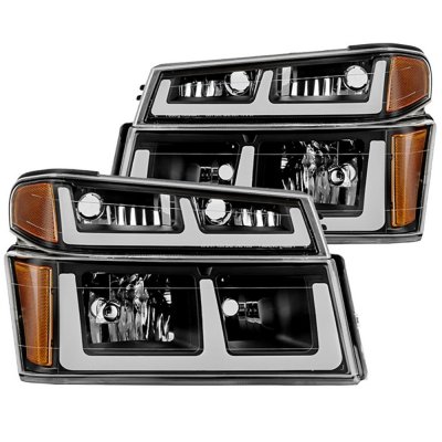 Chevy Colorado 2004-2012 Black Headlights Set LED DRL