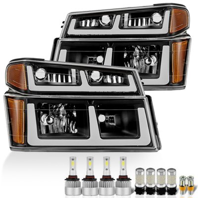 GMC Canyon 2004-2012 Black Tube LED Headlight Bulbs Set Complete Kit