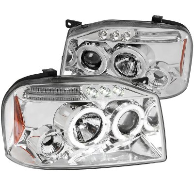 Nissan Frontier 2001-2004 Clear Dual Halo Projector Headlights with LED