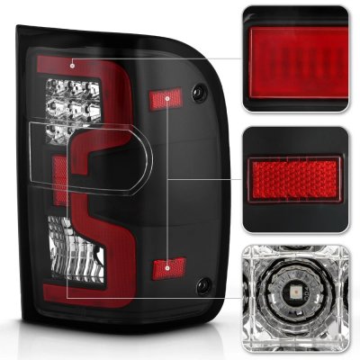 Ford Ranger 2001-2011 Black LED Tube Tail Lights